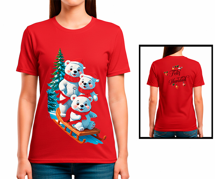 Camiseta Estampada OSOS NAVIDEÑOS ROJO - 117