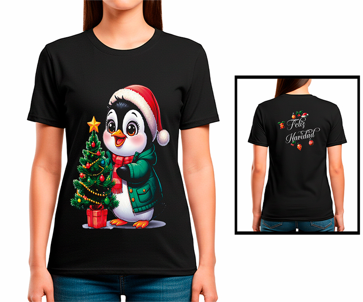 Camiseta Estampada PINGUINO NAVIDEÑO. - 123