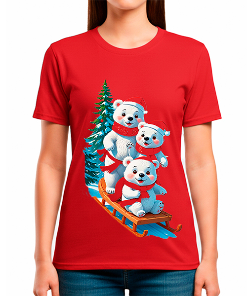 Camiseta Estampada OSOS NAVIDEÑOS ROJO