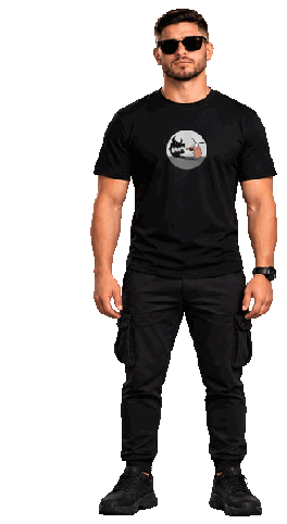 Camiseta estampada con giro automático: vista frontal y espalda
