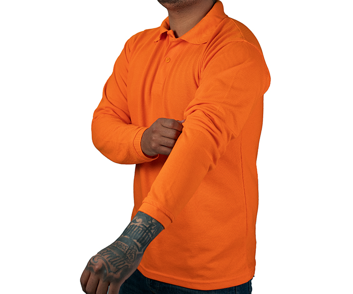 Camiseta Polo Manga Larga Naranja - 437